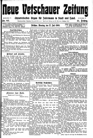 Neue Vetschauer Zeitung vom 27.07.1909