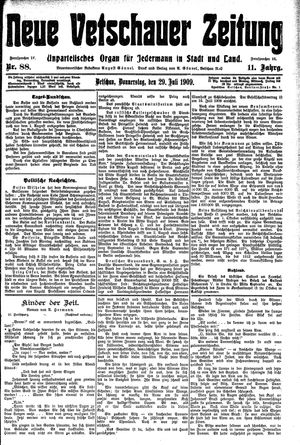 Neue Vetschauer Zeitung vom 29.07.1909