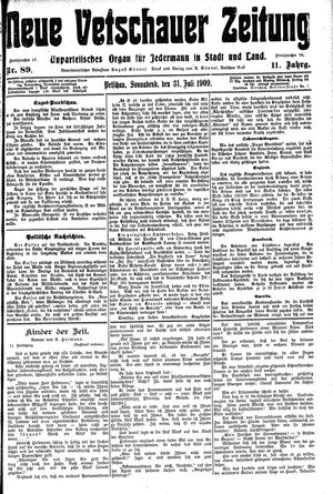 Neue Vetschauer Zeitung vom 31.07.1909