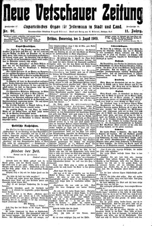 Neue Vetschauer Zeitung vom 05.08.1909
