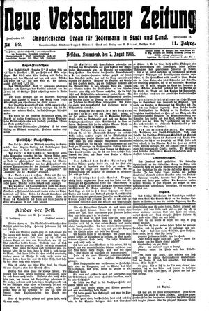 Neue Vetschauer Zeitung vom 07.08.1909