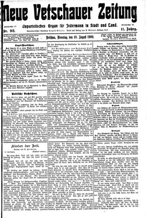 Neue Vetschauer Zeitung vom 10.08.1909