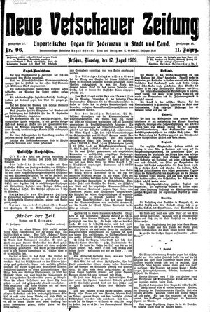 Neue Vetschauer Zeitung vom 17.08.1909