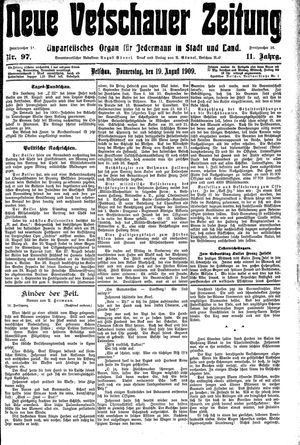 Neue Vetschauer Zeitung vom 19.08.1909