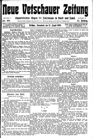 Neue Vetschauer Zeitung vom 21.08.1909