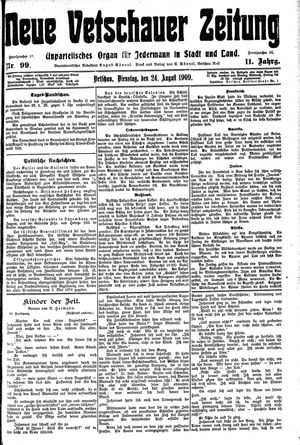 Neue Vetschauer Zeitung vom 24.08.1909