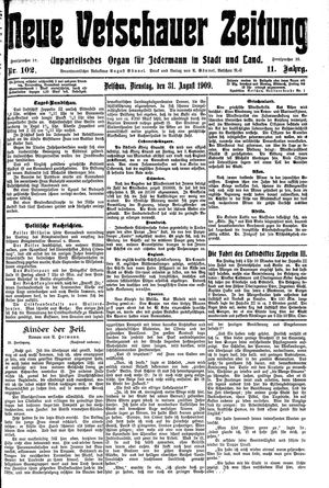 Neue Vetschauer Zeitung vom 31.08.1909