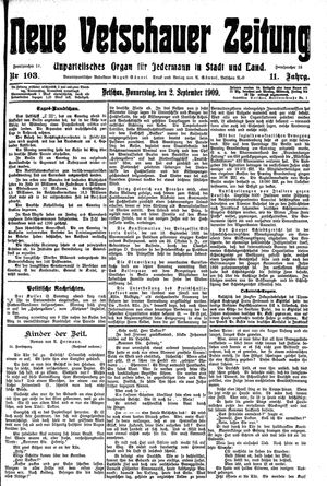 Neue Vetschauer Zeitung vom 02.09.1909