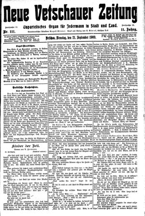 Neue Vetschauer Zeitung vom 21.09.1909