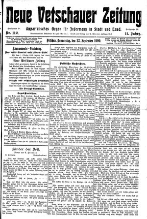 Neue Vetschauer Zeitung vom 23.09.1909