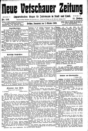 Neue Vetschauer Zeitung vom 02.10.1909