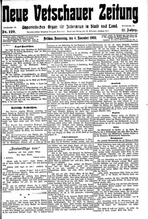 Neue Vetschauer Zeitung vom 04.11.1909