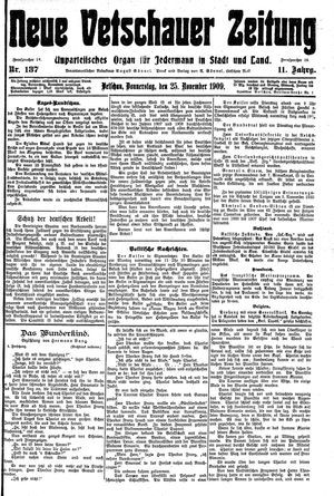 Neue Vetschauer Zeitung vom 25.11.1909