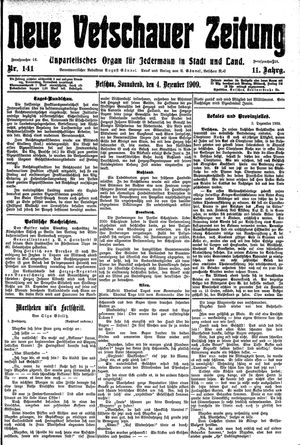 Neue Vetschauer Zeitung vom 04.12.1909