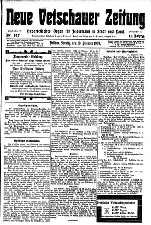 Neue Vetschauer Zeitung vom 19.12.1909