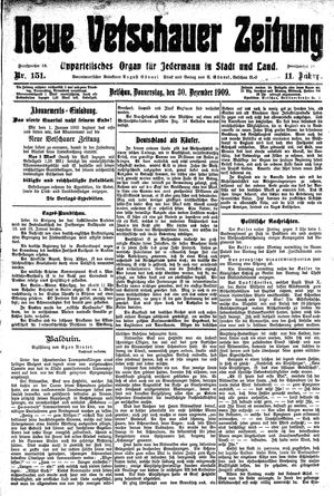 Neue Vetschauer Zeitung vom 30.12.1909