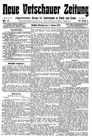 Neue Vetschauer Zeitung vom 04.01.1910