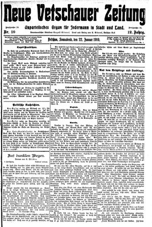 Neue Vetschauer Zeitung vom 22.01.1910