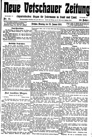 Neue Vetschauer Zeitung vom 25.01.1910