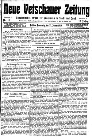 Neue Vetschauer Zeitung vom 27.01.1910