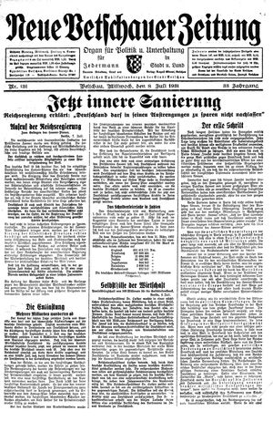 Neue Vetschauer Zeitung vom 08.07.1931