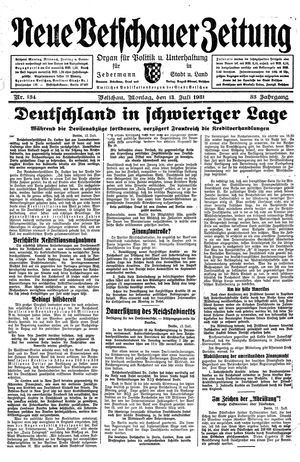 Neue Vetschauer Zeitung vom 13.07.1931