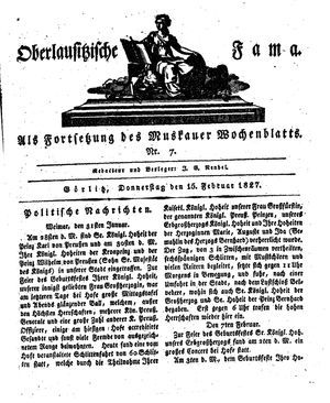 Oberlausitzische Fama vom 15.02.1827