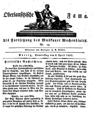 Oberlausitzische Fama vom 05.04.1827