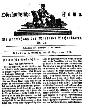 Oberlausitzische Fama on Sep 27, 1827