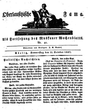 Oberlausitzische Fama vom 11.10.1827