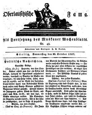 Oberlausitzische Fama vom 25.10.1827