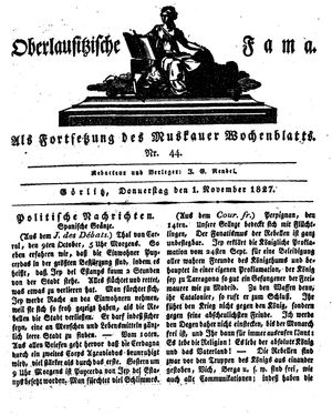 Oberlausitzische Fama vom 01.11.1827