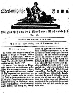 Oberlausitzische Fama vom 15.11.1827