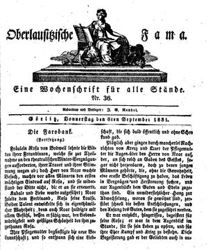 Oberlausitzische Fama vom 08.09.1831