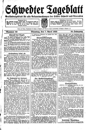 Schwedter Tageblatt vom 07.04.1925