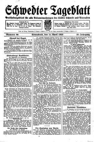 Schwedter Tageblatt vom 11.04.1925