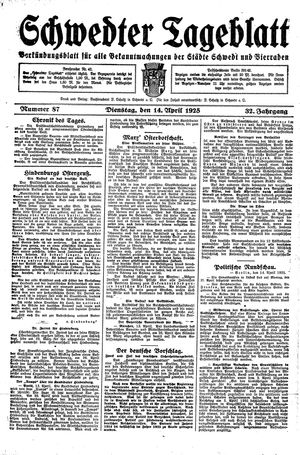 Schwedter Tageblatt vom 14.04.1925