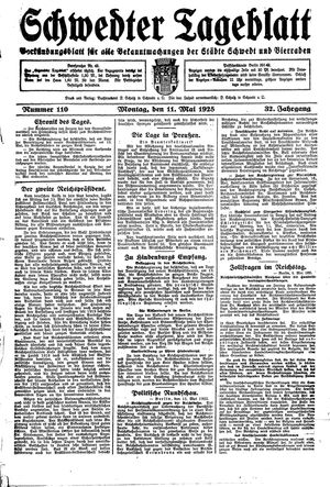 Schwedter Tageblatt vom 11.05.1925