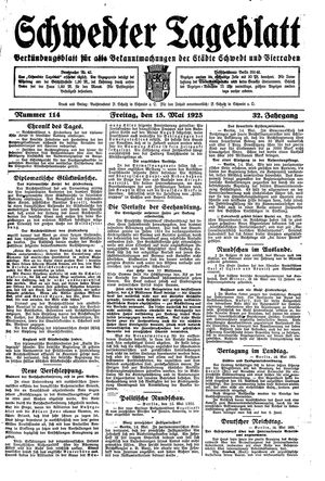 Schwedter Tageblatt vom 15.05.1925