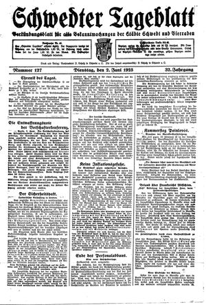 Schwedter Tageblatt vom 02.06.1925