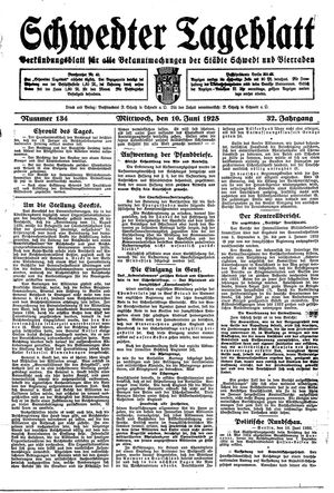 Schwedter Tageblatt vom 10.06.1925