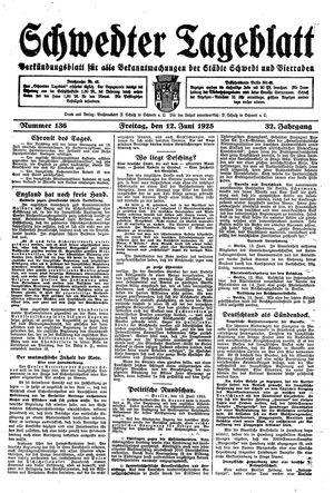 Schwedter Tageblatt vom 12.06.1925