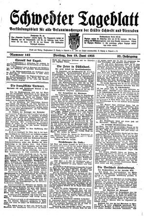 Schwedter Tageblatt vom 19.06.1925