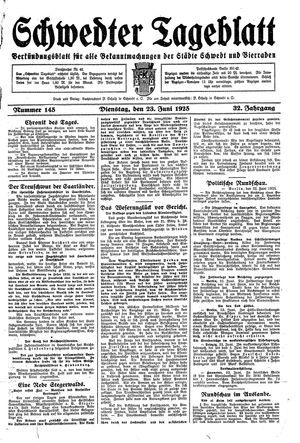 Schwedter Tageblatt vom 23.06.1925