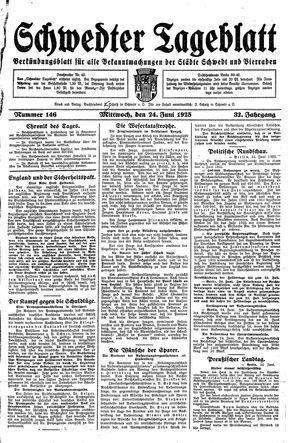 Schwedter Tageblatt vom 24.06.1925