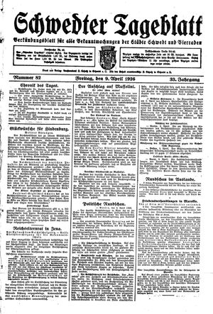 Schwedter Tageblatt vom 09.04.1926