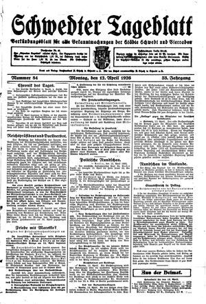 Schwedter Tageblatt vom 12.04.1926