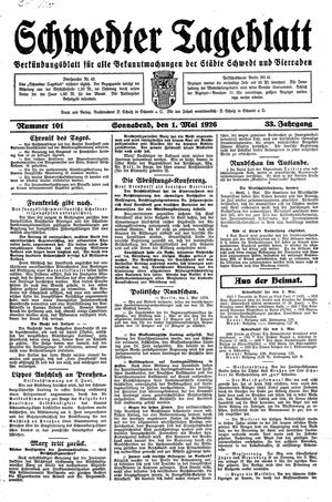 Schwedter Tageblatt vom 01.05.1926