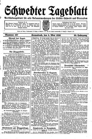 Schwedter Tageblatt on May 8, 1926
