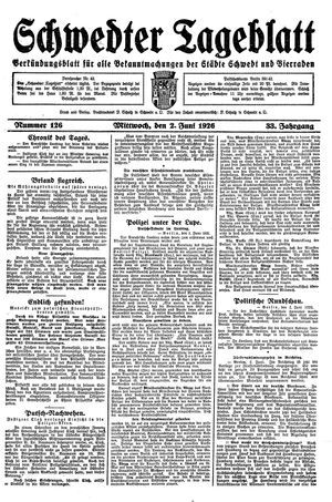 Schwedter Tageblatt vom 02.06.1926